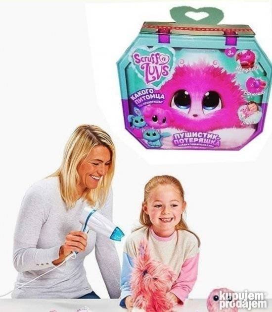 Čupavi plišani ljubimac Scruff a Luvs prikazan u roze boji.