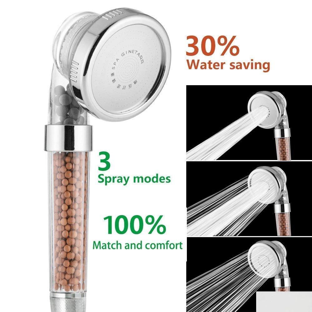 Filter tuš sa kuglicama od aktivnog uglja, zeolita i srebrnih niti.