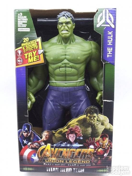 Na slici je prikazana igračka u obliku Hulka iz sage Avengers.