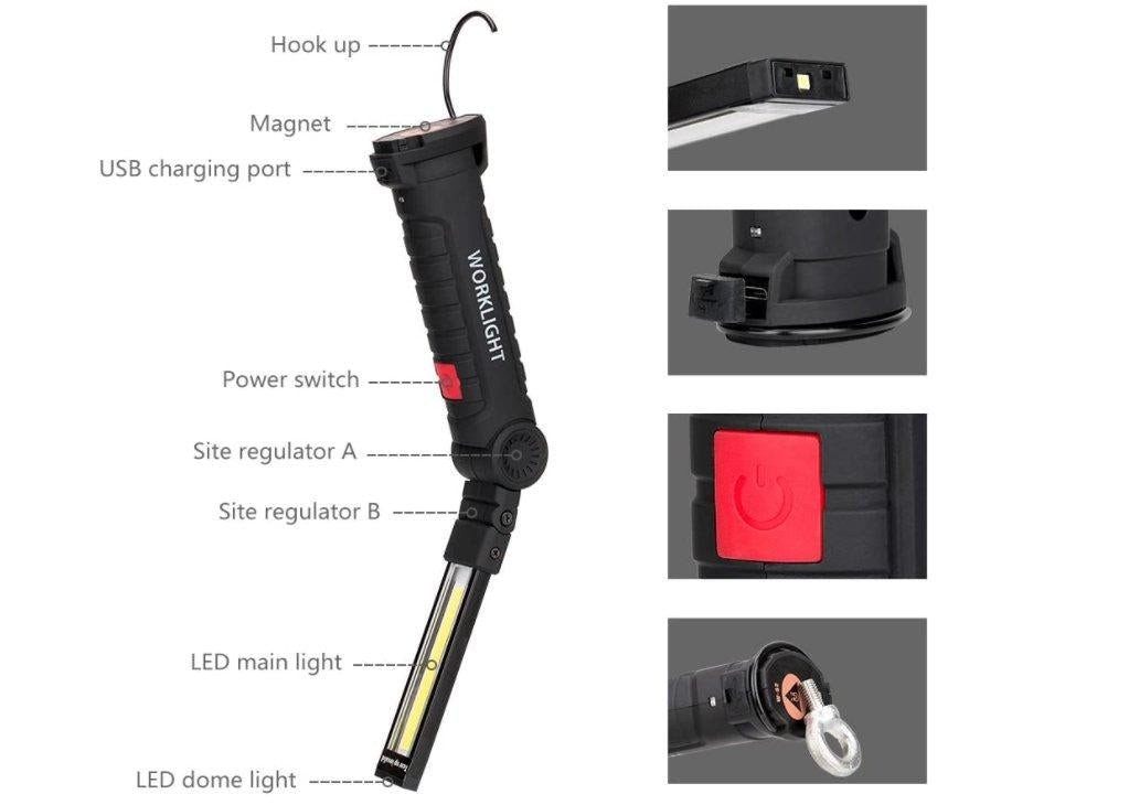 Velika LED površina nalazi se u središnjem delu lampe.