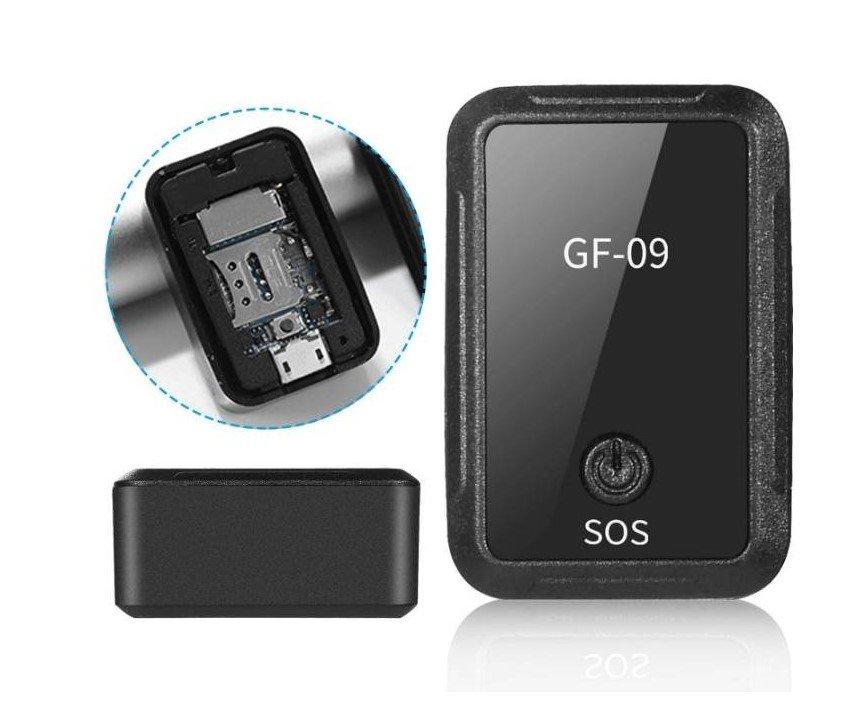 GPS lokator GF-09 prikazan kao mali elektronski uređaj.
