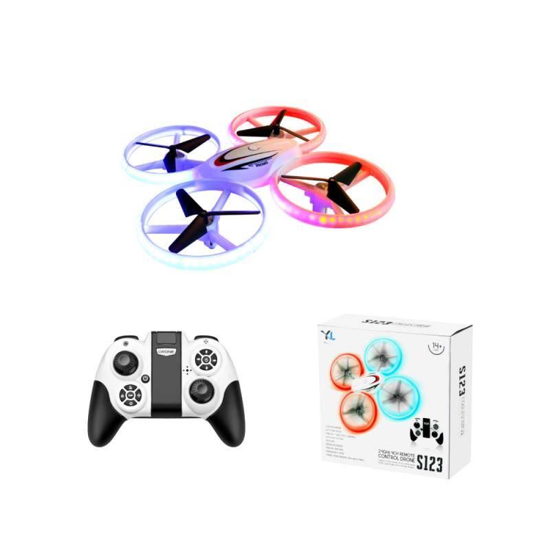 Na slici je beli dron S123 sa svetlima.