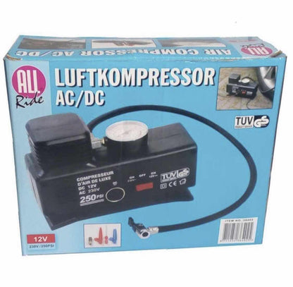 Kompresor za gume PRODAVANI sa mogućnošću napajanja od 12 V ili 220 V.