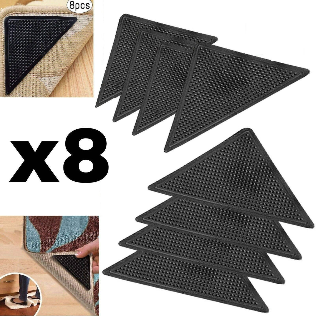 Set od osam podmetača za postavljanje ispod tepiha.