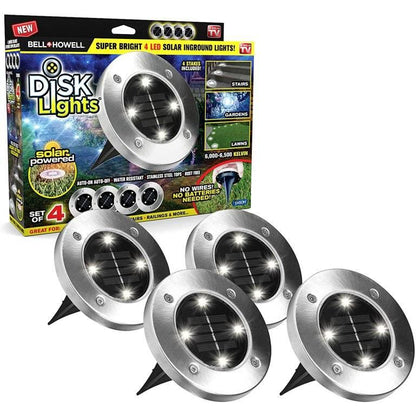 Set od četiri solarna diska za spoljašnje osvetljavanje.