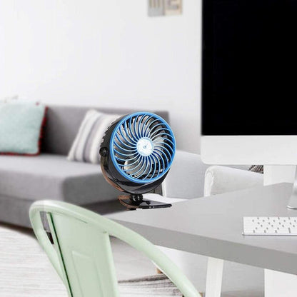 Go Fan ventilator prikazan je sa štipaljkom za pričvršćivanje na površinu.