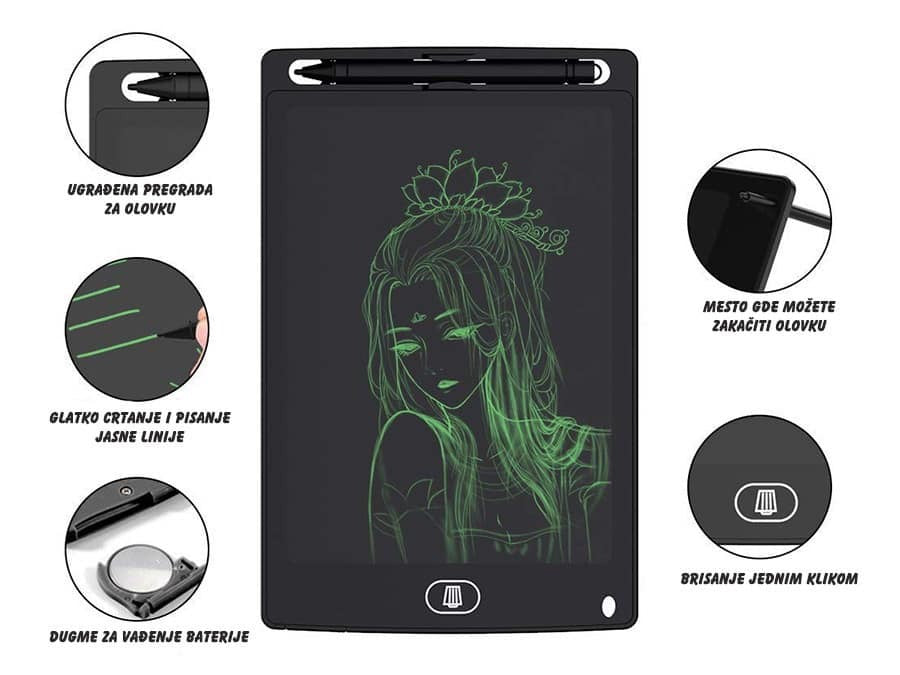 LCD tabla za zapisivanje kratkih poruka.