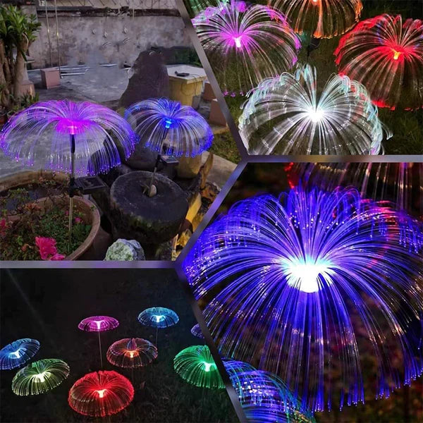 Dve lampe meduze koje se automatski uključuju noću i isključuju tokom dana.