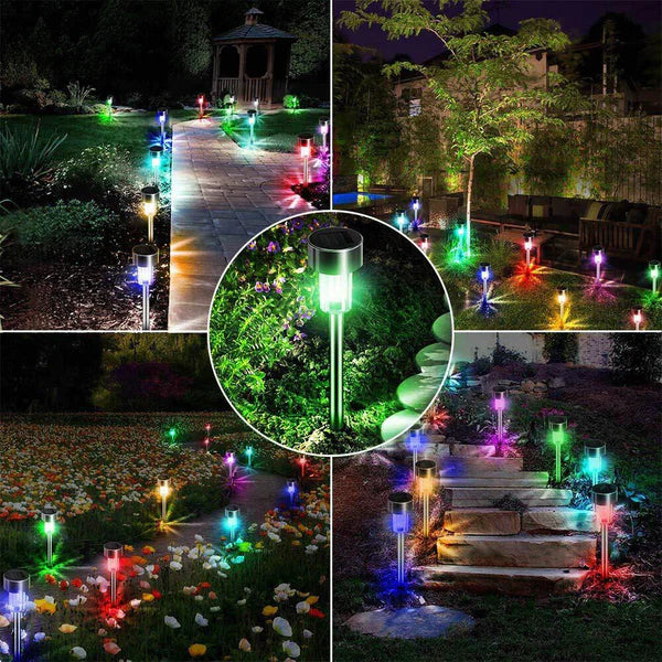 Solarna RGB lampa u beloj i šarenoj boji.