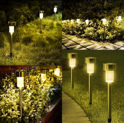 Solarne baštenske LED lampe u toplobeloj varijanti.
