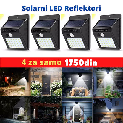 Četiri solarna LED reflektora sa po 30 dioda za spoljašnje osvetljenje.