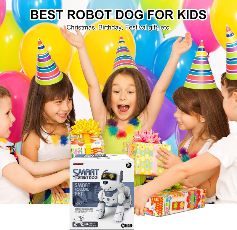 Igračka robot-pas koja izvodi trikove, uključujući stoj na rukama.