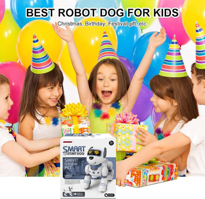 Igračka robot-pas koja izvodi trikove, uključujući stoj na rukama.