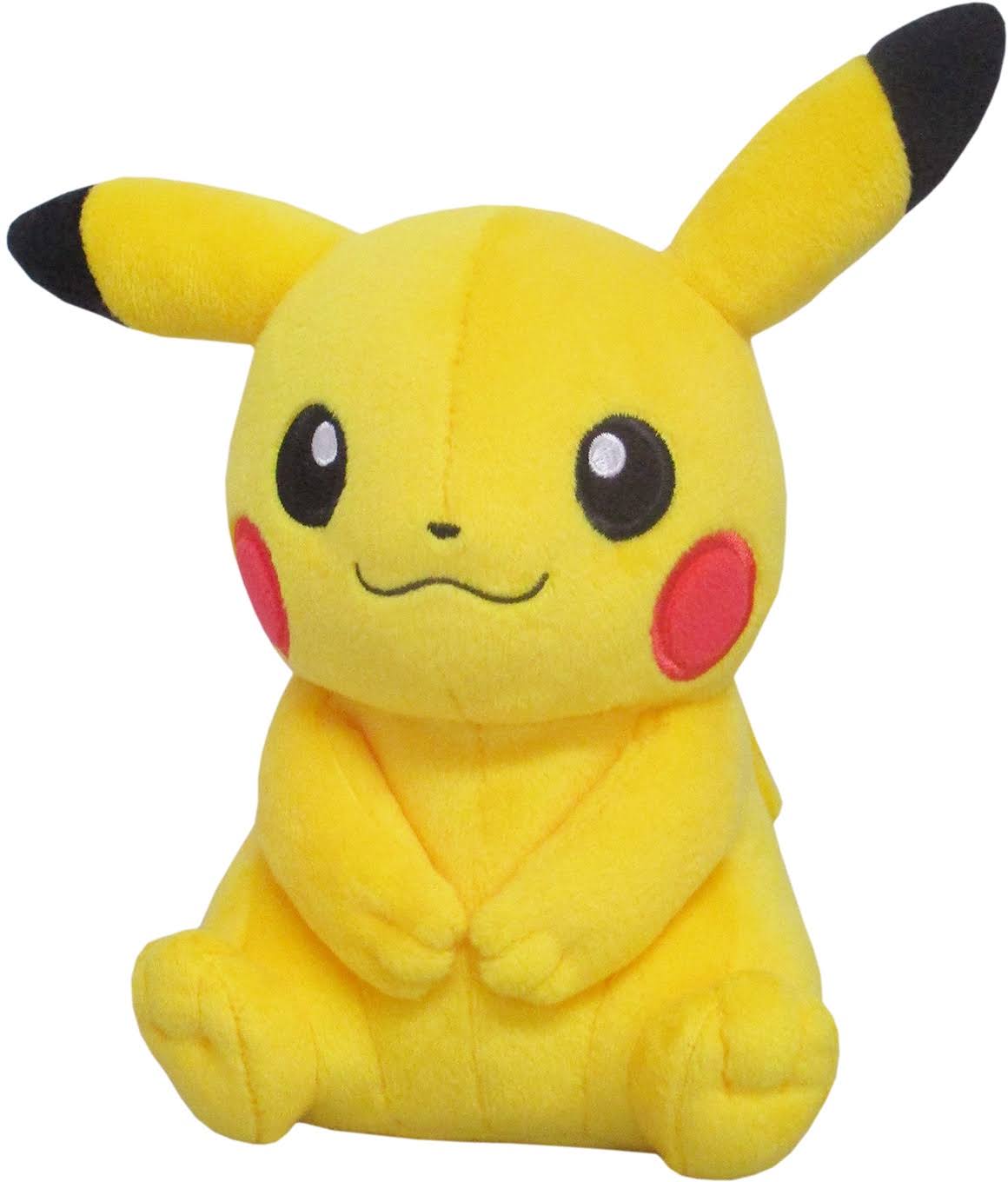 Pikachu je prikazan kao plišana igračka iz Pokémon sveta.