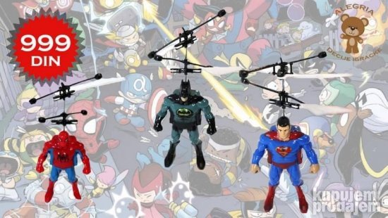 Igračka letećeg heroja koja se puni USB kablom.