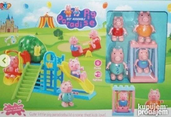 Set prikazuje Pepa Prase igralište i figurice za igru.
