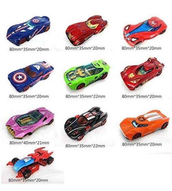 Deset autića iz seta sa motivima Avengers sveta.