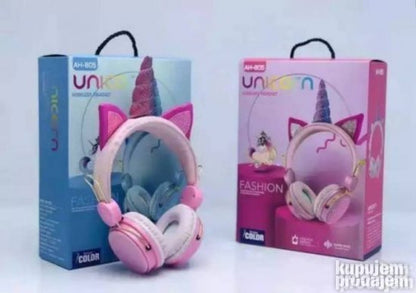 Slušalice sa motivom jednoroga prikazane su kao proizvod za slušanje muzike.