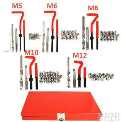 Set obuhvata navojne veličine M5, M6, M8, M10 i M12.