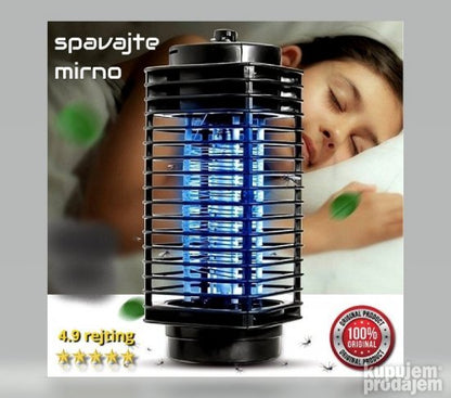 Lampa za insekte sa električnom rešetkom i prihvatnom posudom.
