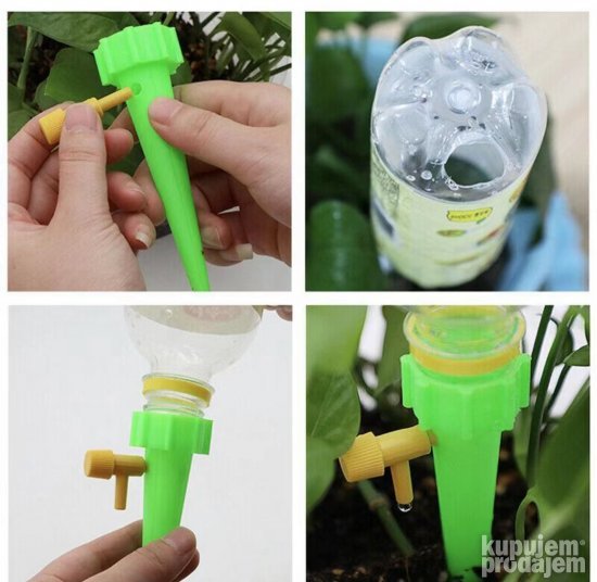 Sistem za zalivanje cveća sa protokom koji se podešava prekidačem.