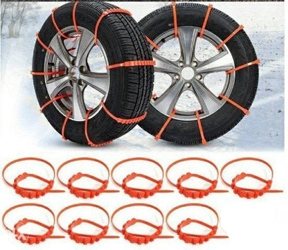 Narandžaste plastične vezice za sneg namenjene postavljanju na točkove.