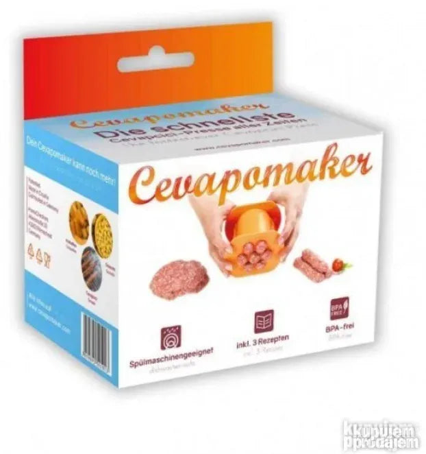 Prikazan je ručni alat za oblikovanje ćevapčića.