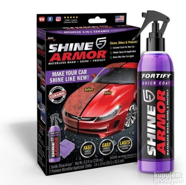 Prikaz sredstva Shine Armor za poliranje i negu automobila.