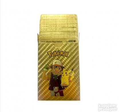 Karte sa Pokémon motivima i zlatnim izgledom.