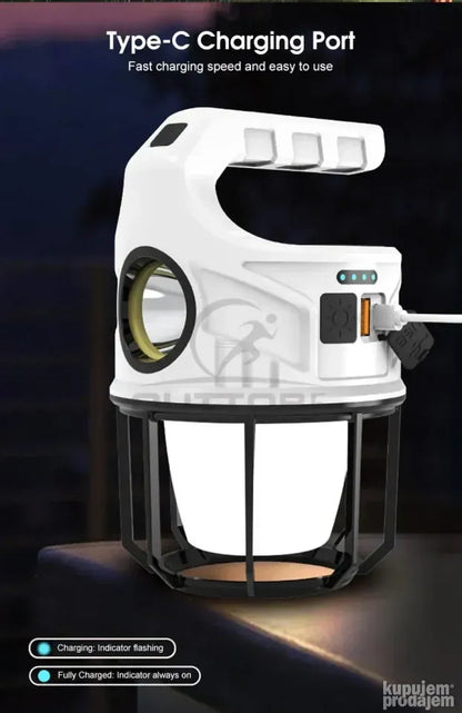 Solarna LED lampa PRODAVANI namenjena je osvetljavanju tokom kampovanja.