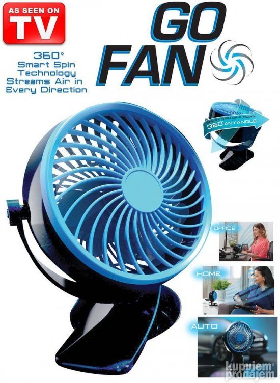 Ventilator za sto sa postoljem, štipaljkom i rotacijom u dva pravca.