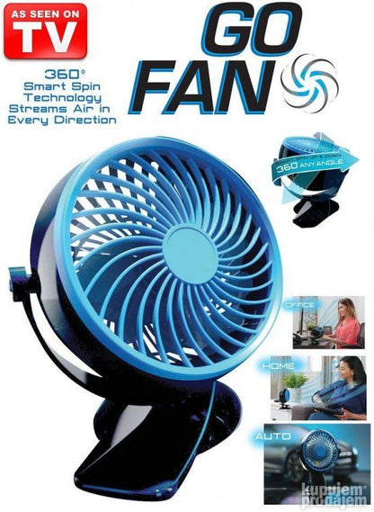 Ventilator za sto sa postoljem, štipaljkom i rotacijom u dva pravca.