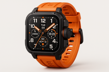 Debeli crni smartwatch - detalj kućišta i ekrana