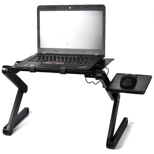 Na slici se vidi podesiva radna površina za laptop.