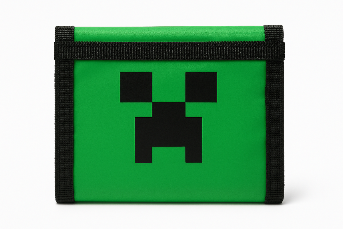 Minecraft novčanik u zelenoj i crnoj boji sa Creeper motivom.