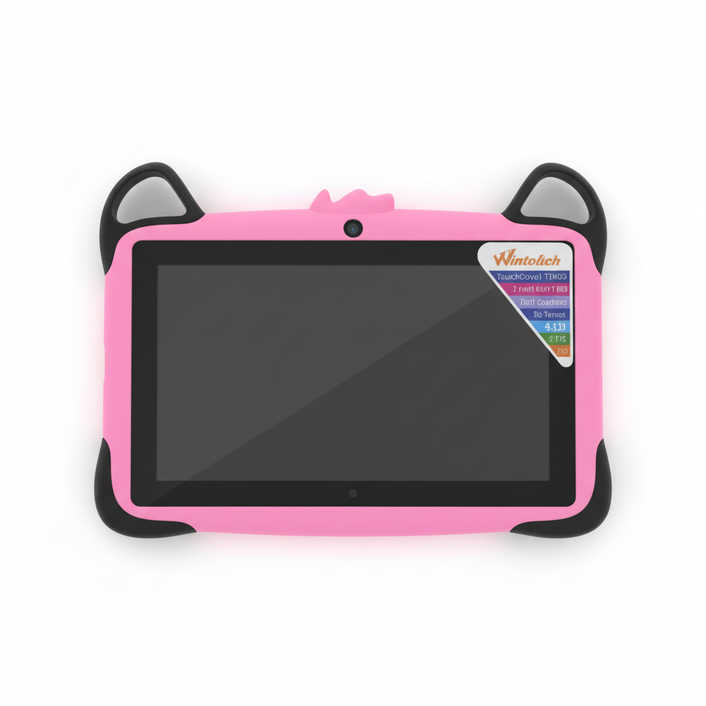 Dečiji tablet 7 inča roze sa zaštitnom maskom - pogled odozgo