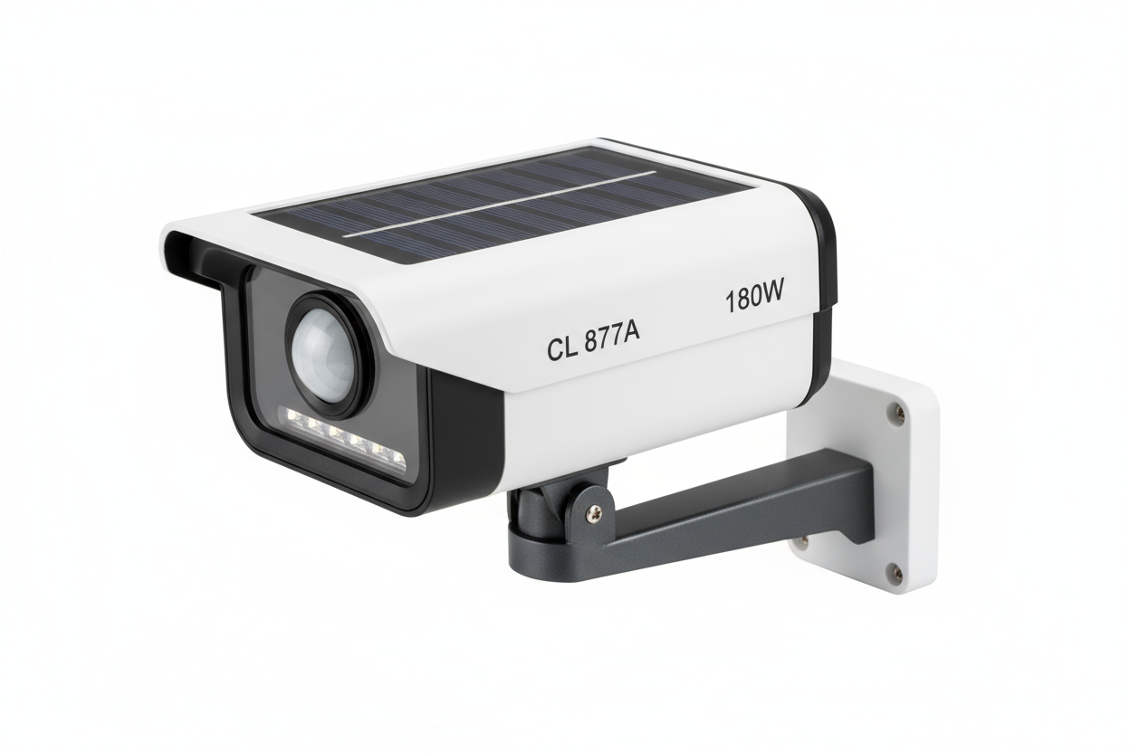 Solarna lampa u obliku kamere - bočni pogled