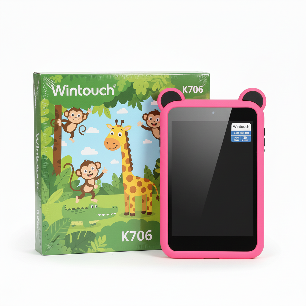 Dečiji tablet roze sa zaštitnom maskom - ugaoni pogled