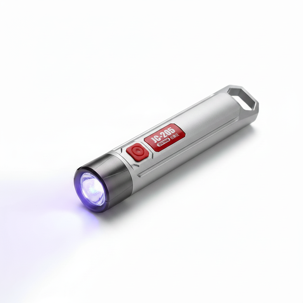 Na slici je crna UV LED lampa mini formata.