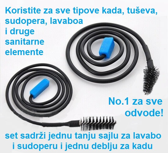 Sajla sa četkicom na vrhu za uklanjanje ostataka iz odvoda.