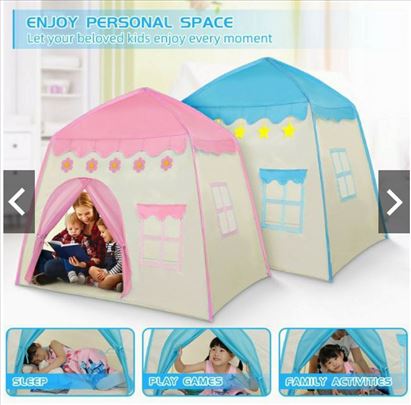 Dečiji Šator Dvorac Princeze - Plavi i Roze 130x100x130cm sa Torbom