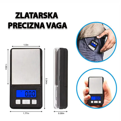 Digitalna vaga kompaktnog formata sa osvetljenim ekranom.